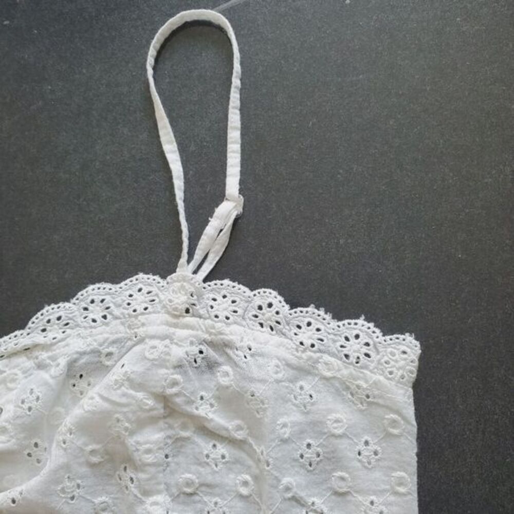White Broderie Lace Up Front Cropped‎ Top Size US 12 - UK 16 - Picture 4 of 7